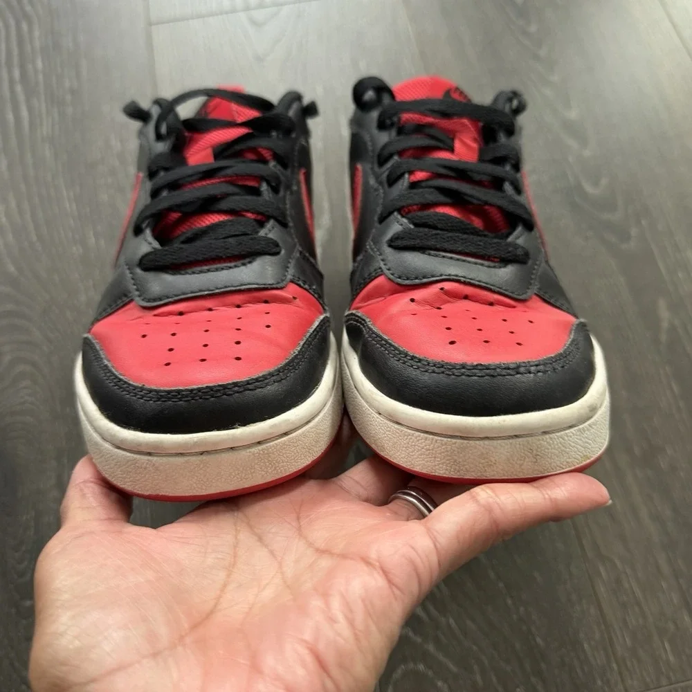 Nike Court Borough Low 2 Black University Red White GS Sz 6 Youth Athleisure